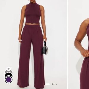 Fashion Nova Endless Moment Pant Set in Eggplant